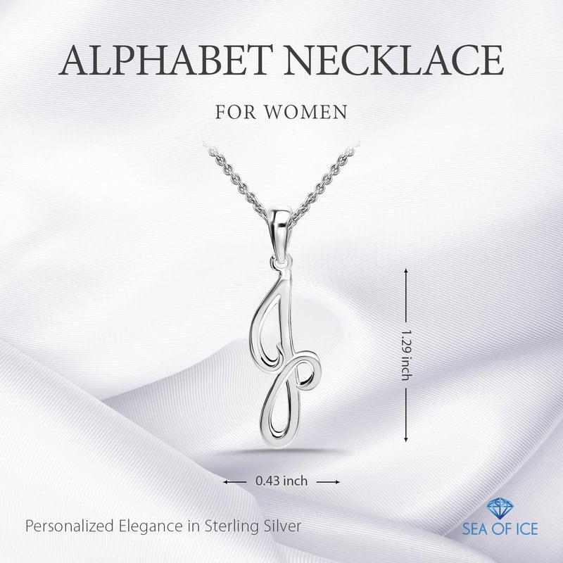 SEA OF ICE J Necklace Initial Alphabet Letter Pendant Necklace Sterling Silver Necklace for Women - Image 2